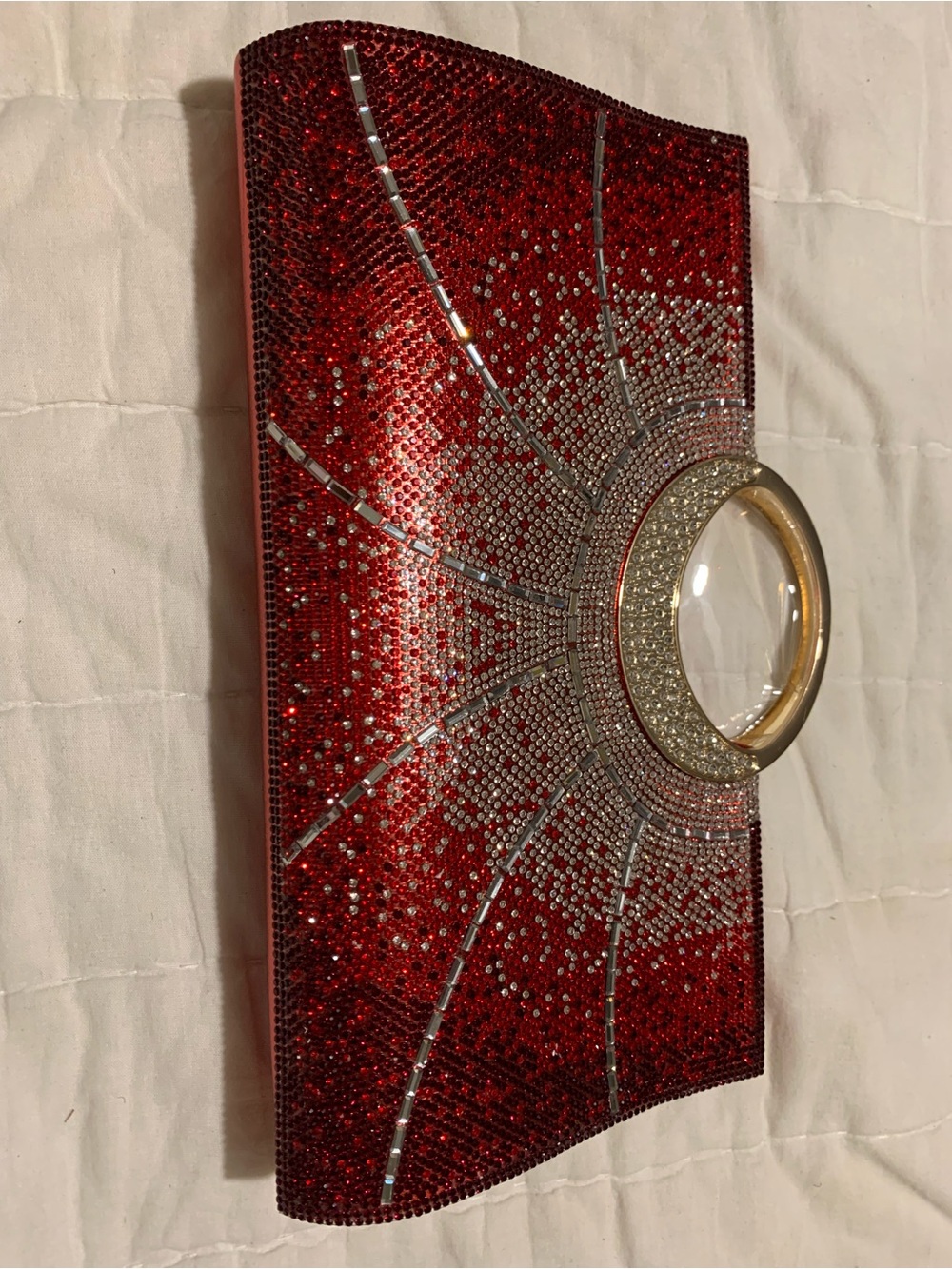 Red Crystal Embellished Clutch Wristlet